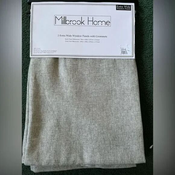 Millbrook Home Extra Wide Gray Linen Window Curtains Set 2 Panels 54x84 NWT - Picture 10 of 11